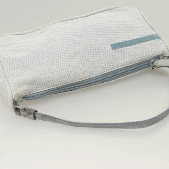 PRADA Sports Accessory Pouch Canvas Light Blue Silver Auth - Picture 7 of 16